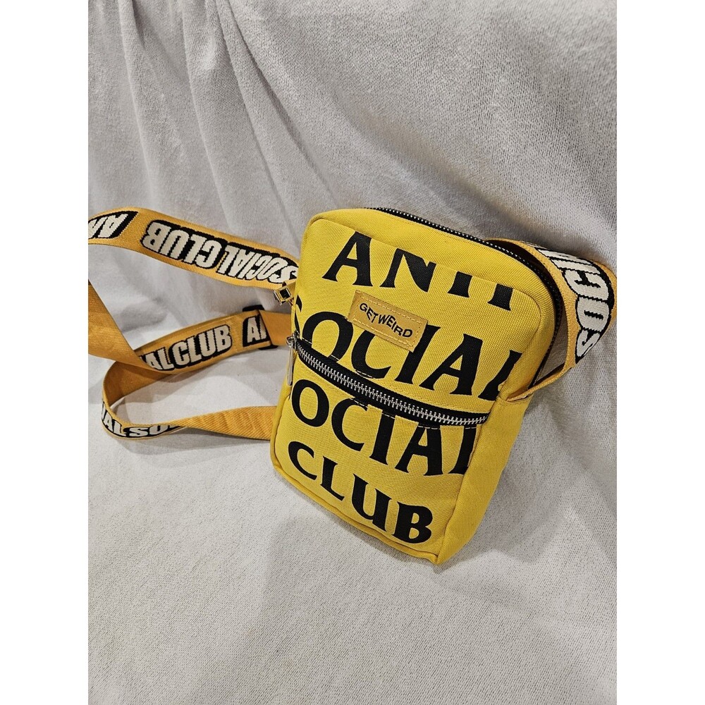 Anti Social Social Club Yellow Black Messenger Bag Adjustable Strap Streetwear